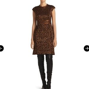 ST. JOHN Sequin Leopard Jacquard Dress